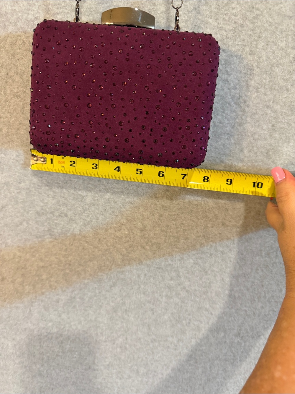 Evening Rhinestone Chain Clutch - Wine - Picture 2 of 6